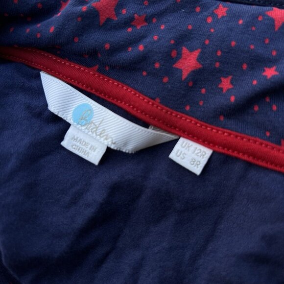 Boden J0304 Betty Tunic Top Star Print Blue Red V-Neck Size 8R Stretchy Comfy - Picture 5 of 5